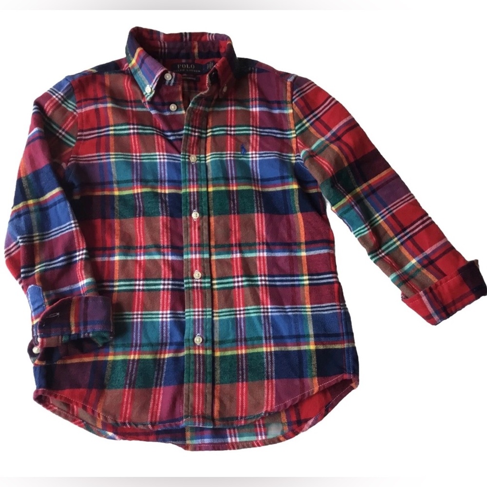 POLO RALPH LAUREN Boys size 7 PERFORMANCE FLANNEL SHIRT